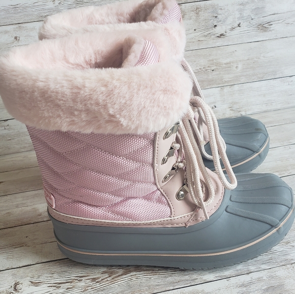 London Fog Lace-Up Quilted Snow Boots. Big Girls size 3. Pink - Picture 2 of 7